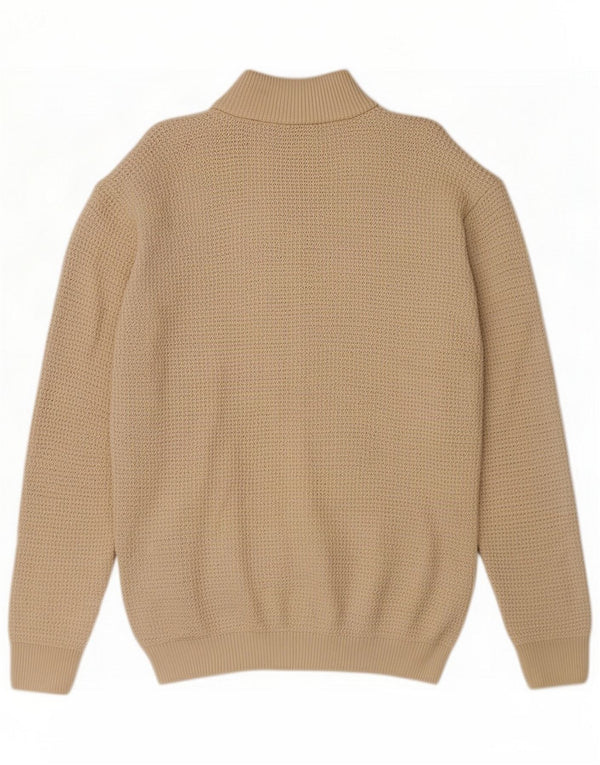 Suéter cardigã masculino com zíper completo Zara Algodão bege grande