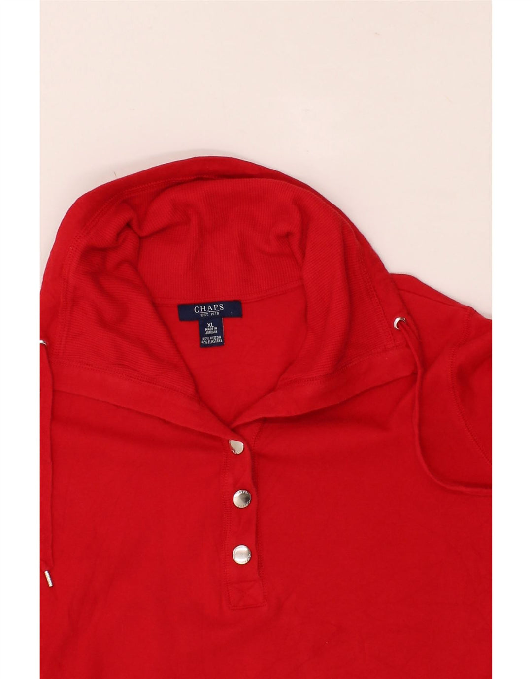CHAPS Womens Polo Neck Sweatshirt Jumper UK 18 XL Red Cotton Vintage Chaps and Second-Hand Chaps from Messina Hembry 