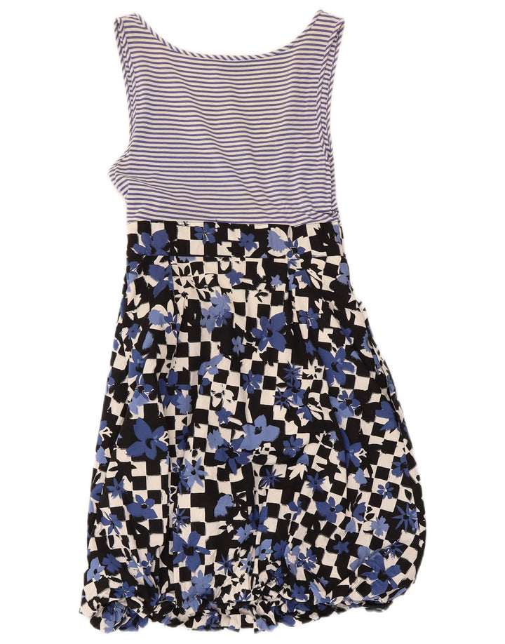 Vestido de verão feminino Moschino Reino Unido 8 pequeno azul floral