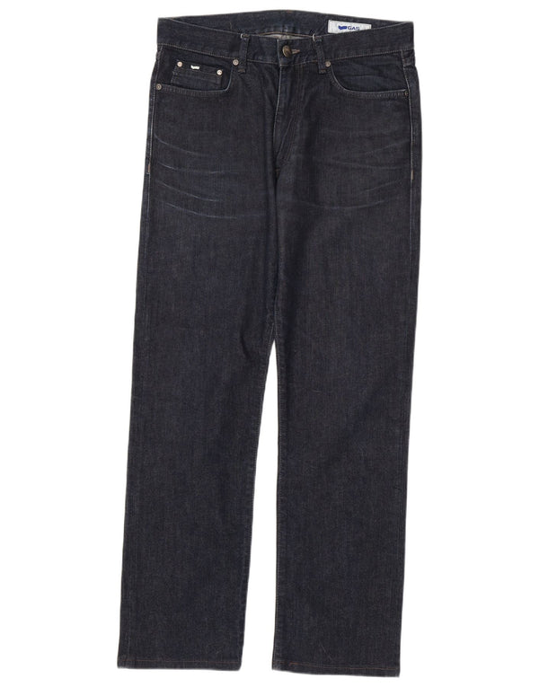 Gas Mens Straight Jeans W34 L31 Azul Marinho Algodão