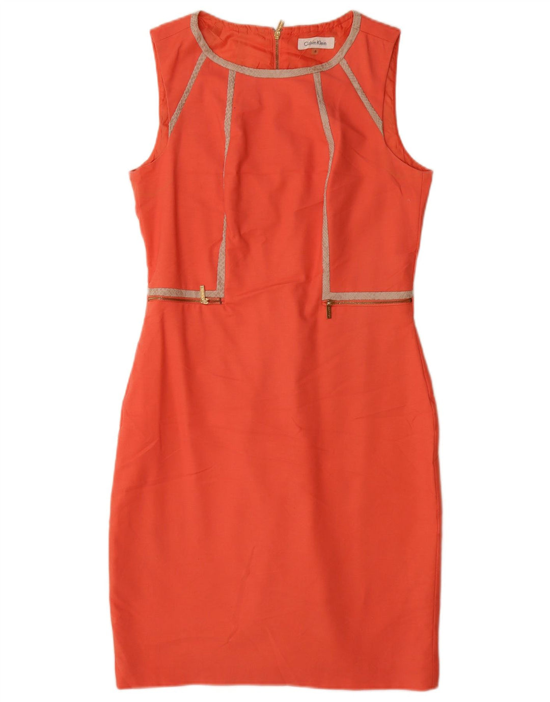 Vestido feminino Calvin Klein sem mangas com bainha US 6 médio laranja