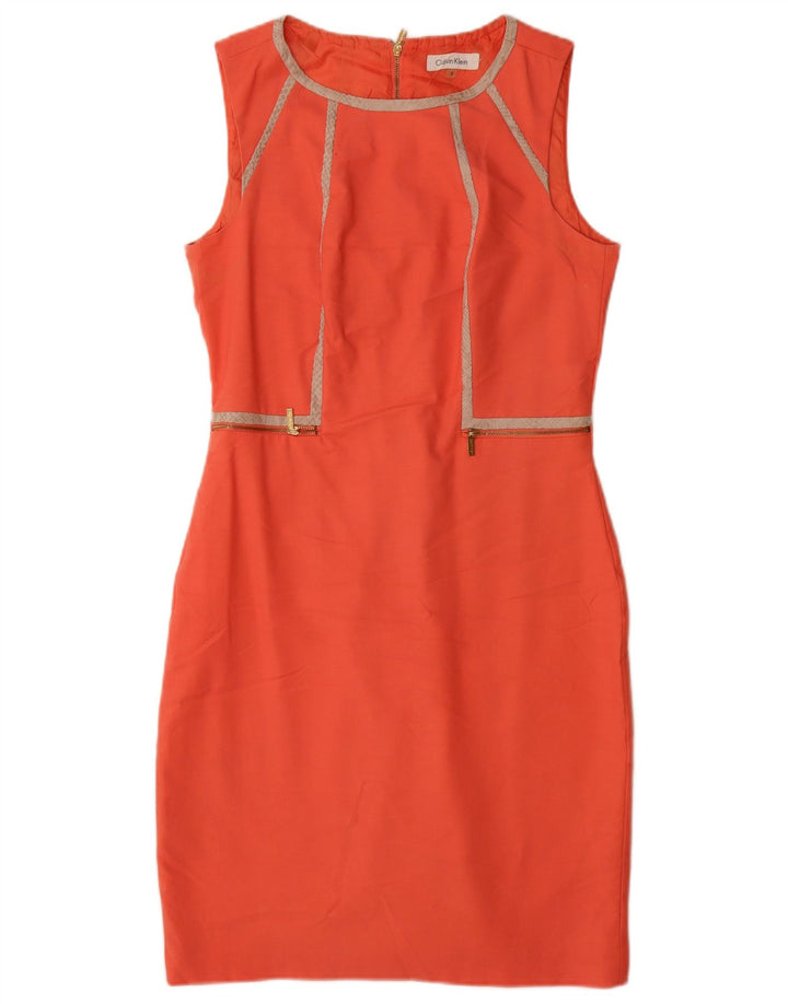 Vestido feminino Calvin Klein sem mangas com bainha US 6 médio laranja
