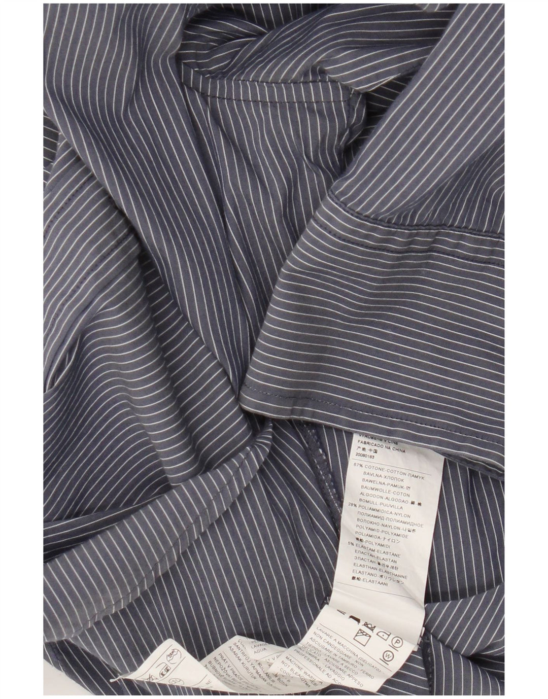 Camisa masculina Benetton grande algodão listrado azul marinho