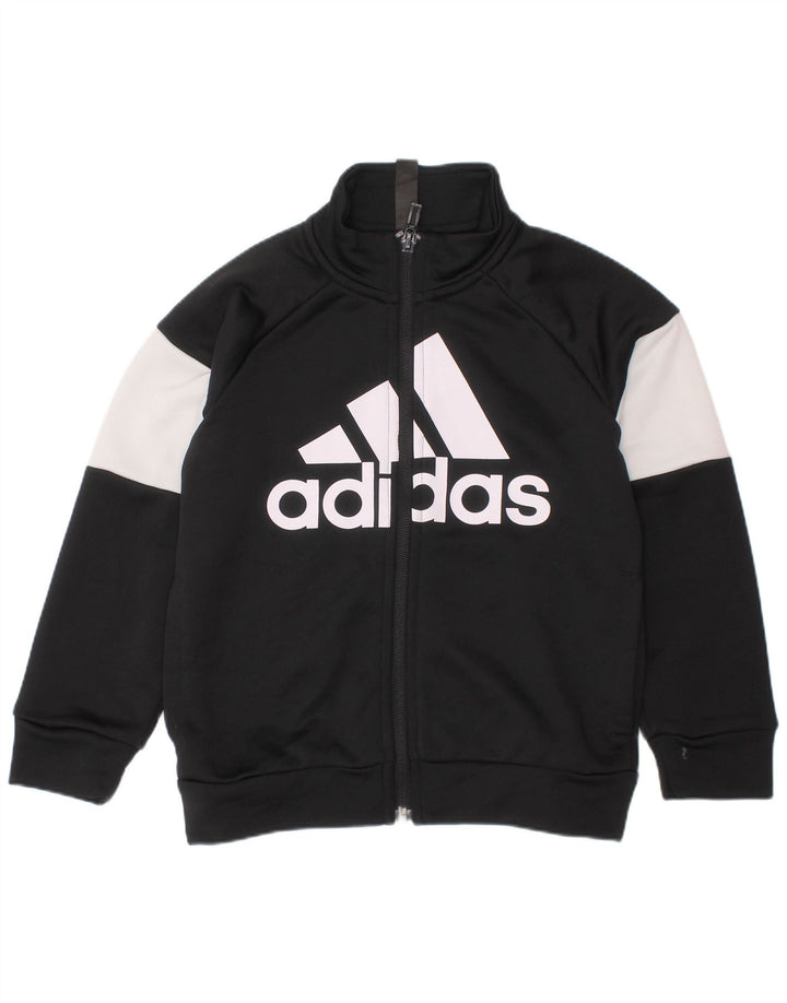 ADIDAS Meninos Graphic Tracksuit Top Jacket 4-5 Anos Preto Colorblock