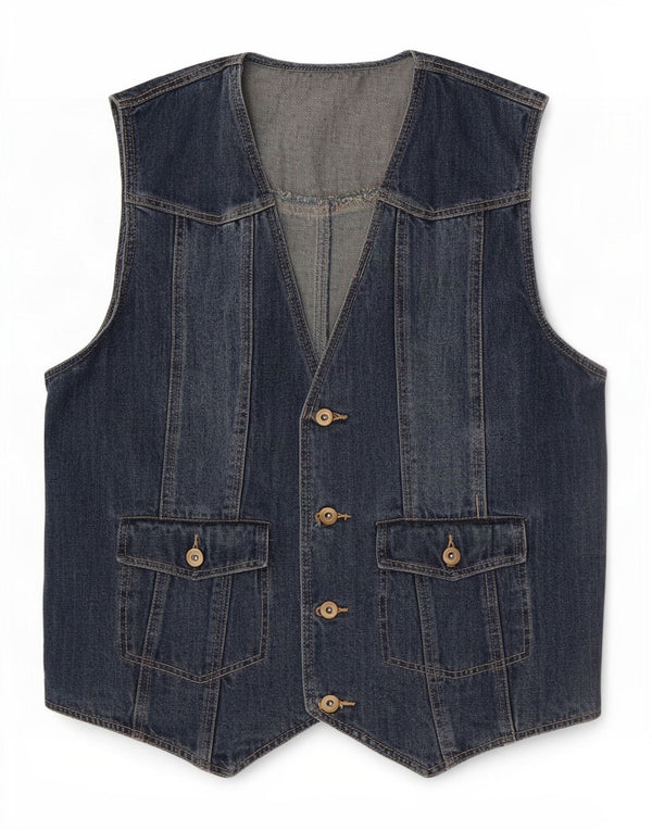 Colete jeans masculino vintage IT 52 grande algodão azul