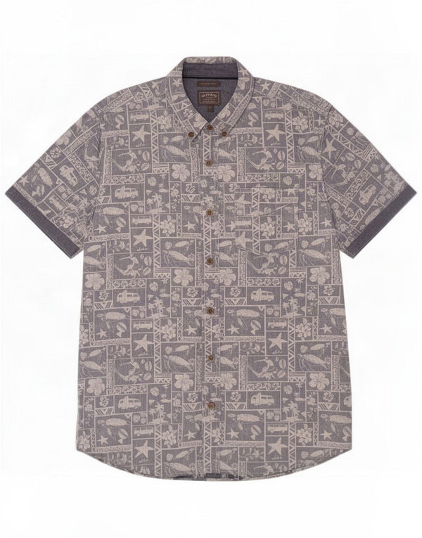 Fat Face Mens Camisa de manga curta de ajuste clássico grande algodão floral azul