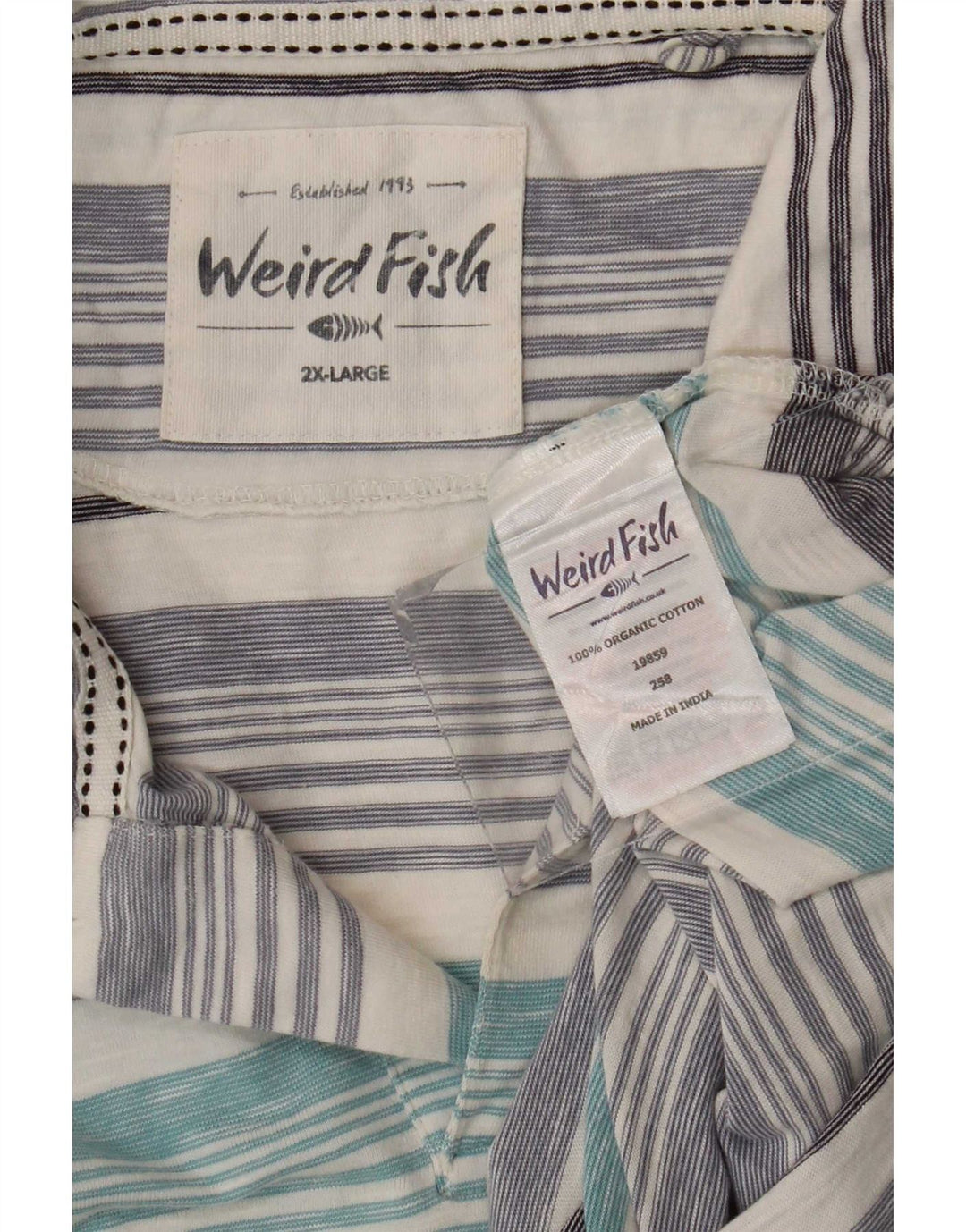 Camisa polo masculina Weird Fish 2XL algodão listrado azul