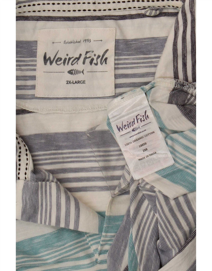 Camisa polo masculina Weird Fish 2XL algodão listrado azul