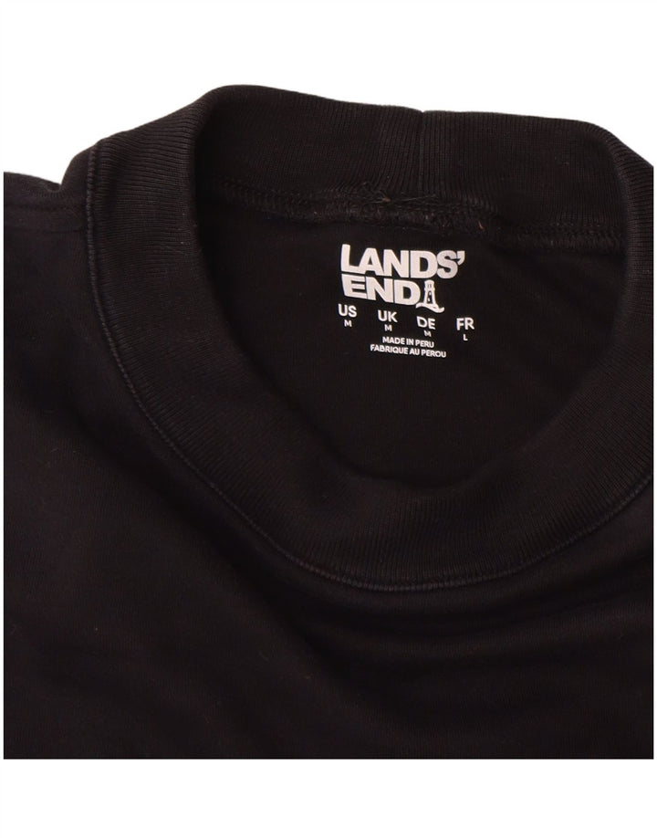 Lands End Mens Top Manga Longa Médio Algodão Preto