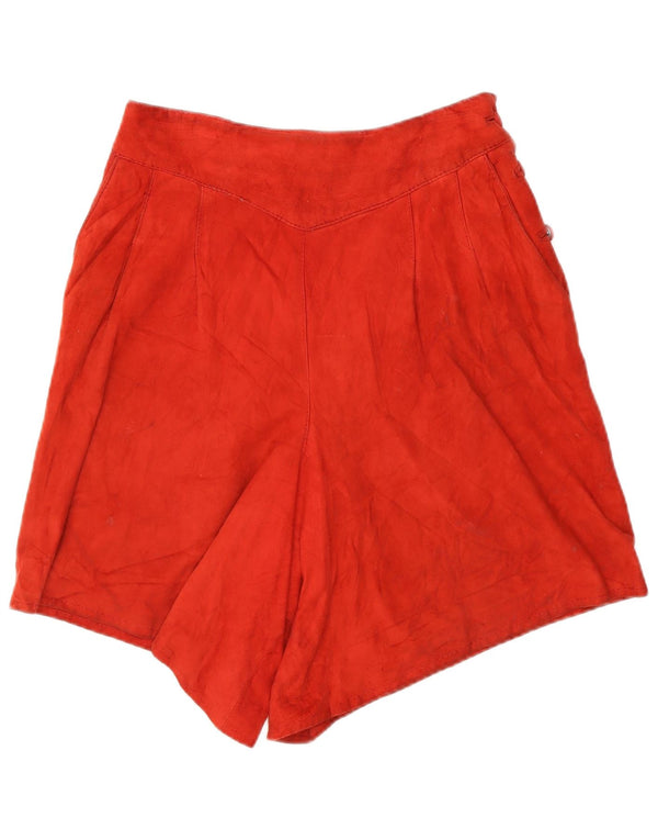 Shorts casuais femininos vintage de camurça de cintura alta W28 vermelho médio