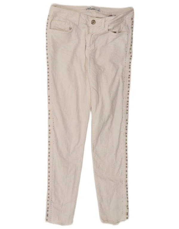 Zara Jeans Skinny Feminino EU 38 Pequeno W28 L27 Algodão Branco