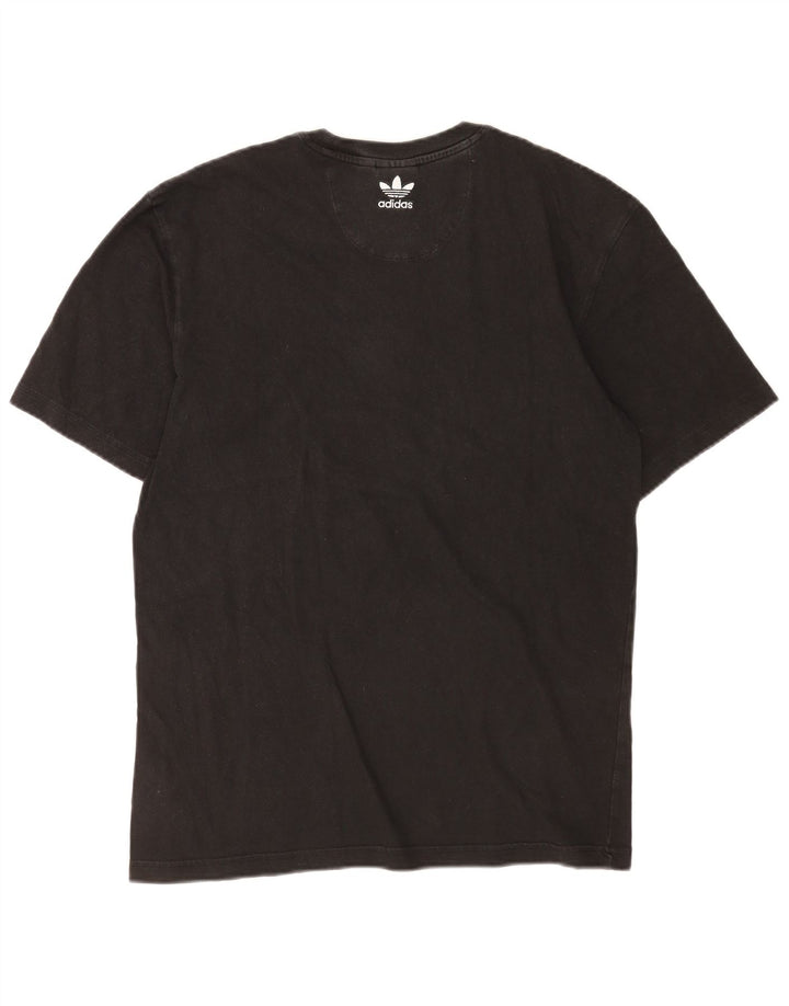 Adidas Mens Camiseta Top Pequeno Algodão Preto
