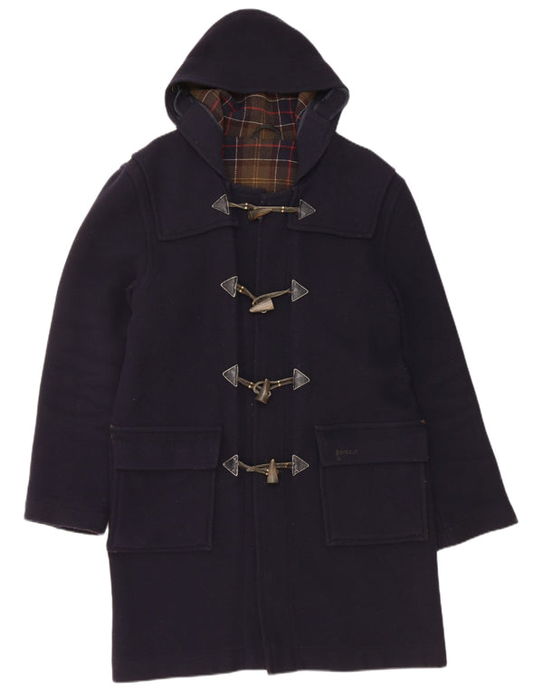 Casaco Duffle Masculino com Capuz Barbour Reino Unido 36 Lã Azul Marinho Pequeno