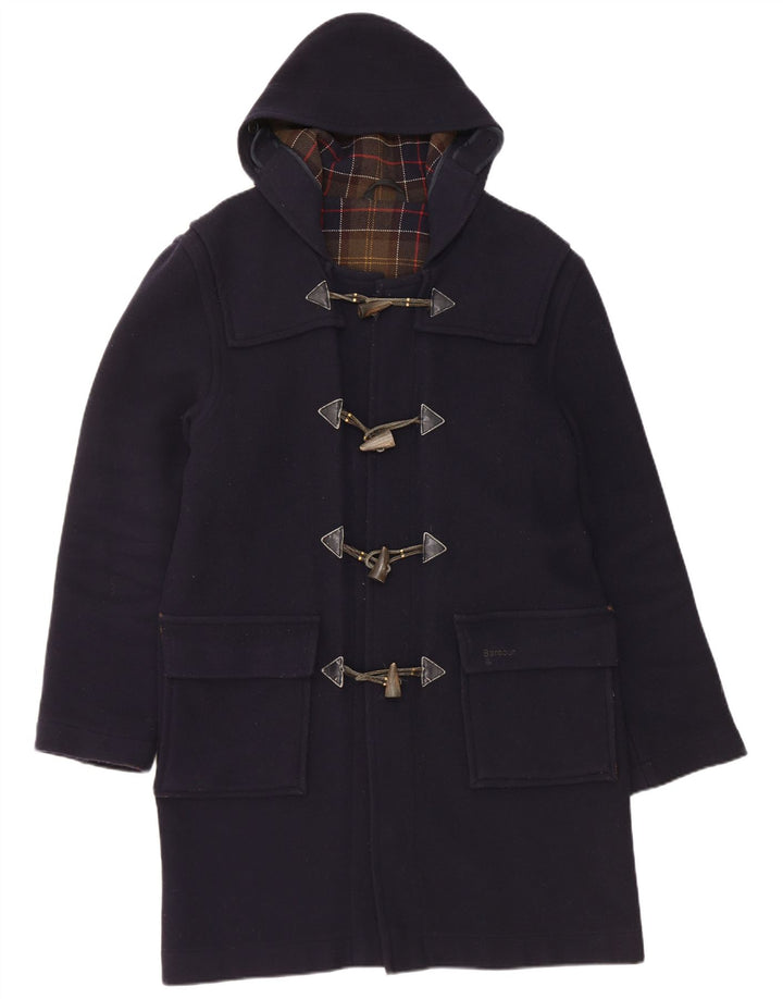 Casaco Duffle Masculino com Capuz Barbour Reino Unido 36 Lã Azul Marinho Pequeno