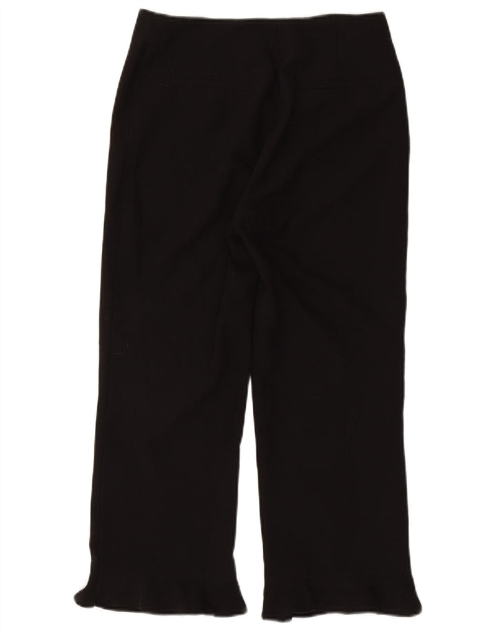 Calça capri feminina Topshop Reino Unido 8 pequena W27 L22 poliéster preto
