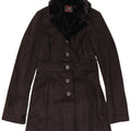 Sobretudo sherpa feminino vintage UK 12 médio preto