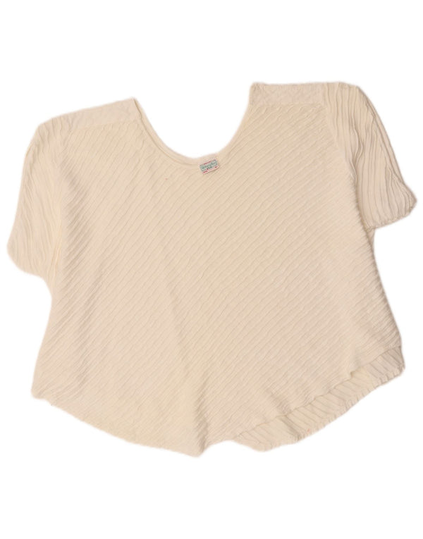 Blusa feminina assimétrica oversized Benetton Reino Unido 14 algodão branco médio