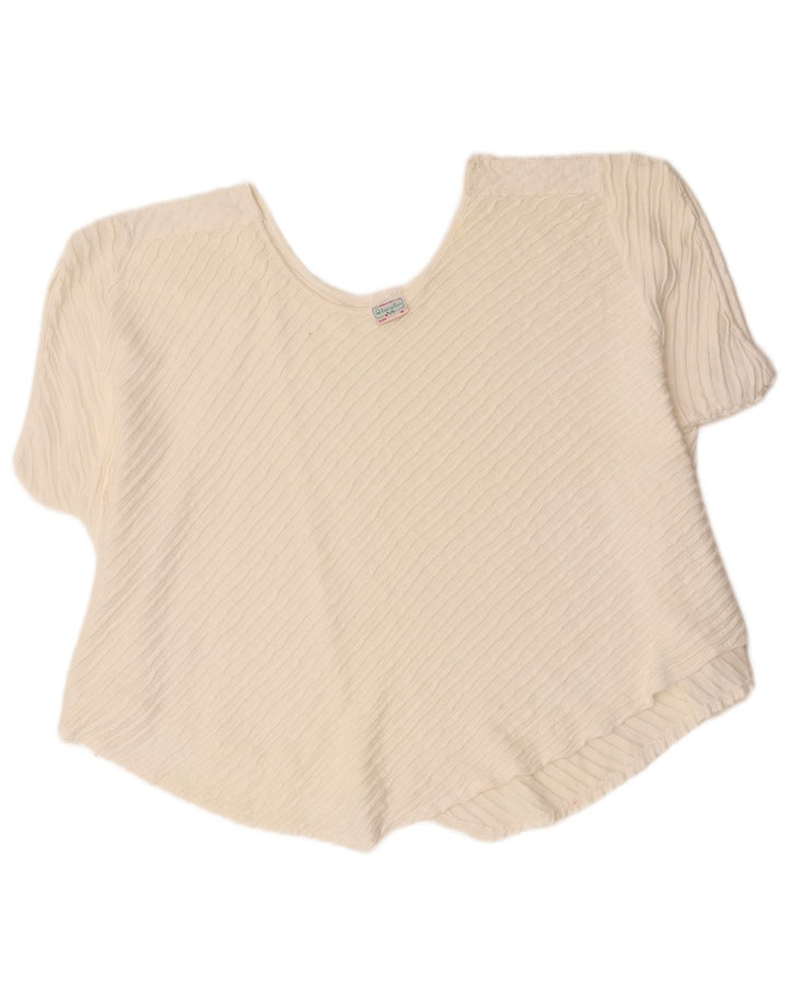 Blusa feminina assimétrica oversized Benetton Reino Unido 14 algodão branco médio