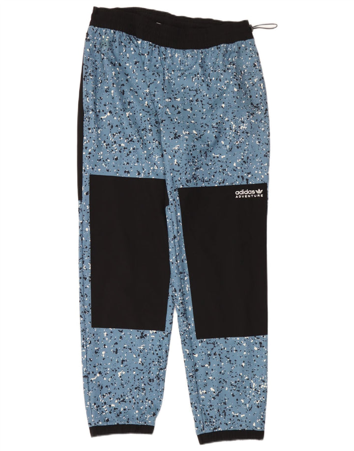Calça corta-vento masculina Adidas Adventure grande poliéster manchado azul