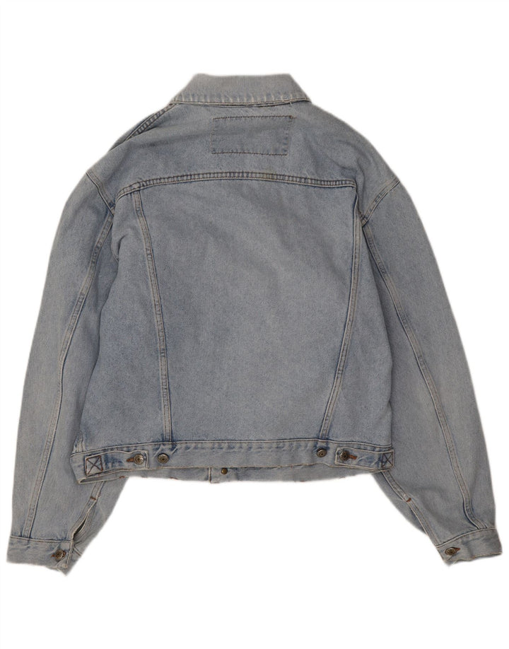 Jaqueta jeans masculina vintage desgastada Reino Unido 40 algodão azul grande