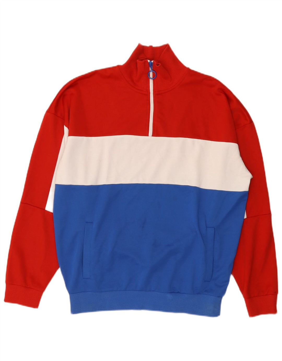 Moletom masculino ZARA com zíper e gola em bloco colorido médio multicolorido