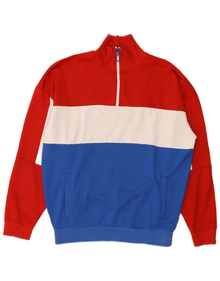 Moletom masculino ZARA com zíper e gola em bloco colorido médio multicolorido