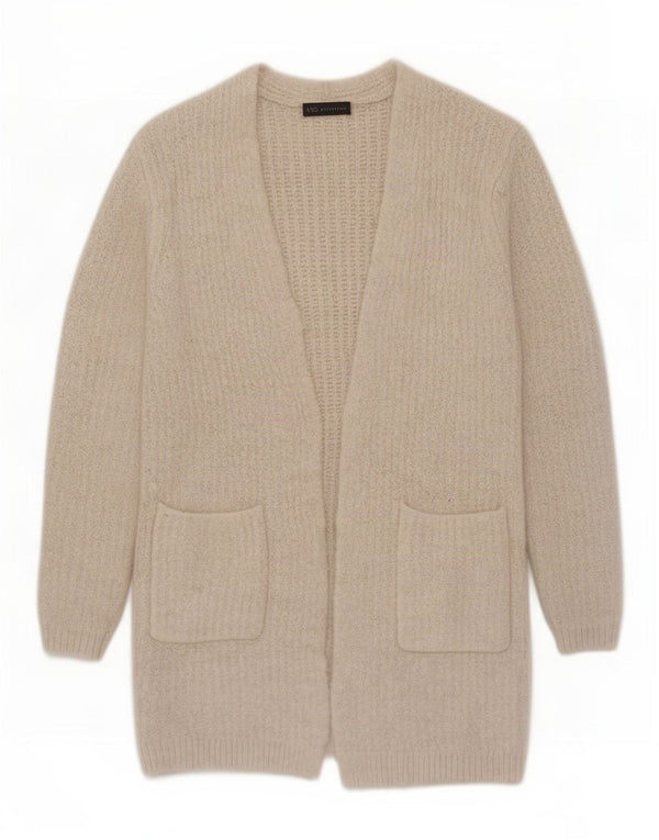 Marks & Spencer Suéter feminino Longline Open Cardigan Reino Unido 10 Pequeno Bege