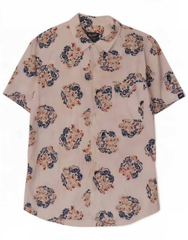 Camisa masculina de manga curta Gas grande algodão floral branco