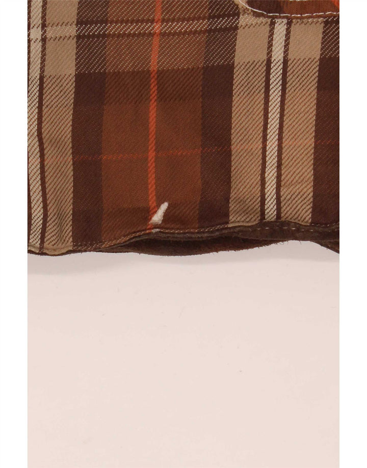 Jaqueta reversível masculina Diesel UK 40 grande couro xadrez marrom