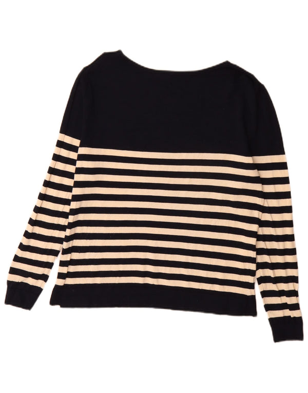 Suéter feminino Zara com gola canoa e listrado azul marinho pequeno Reino Unido 10