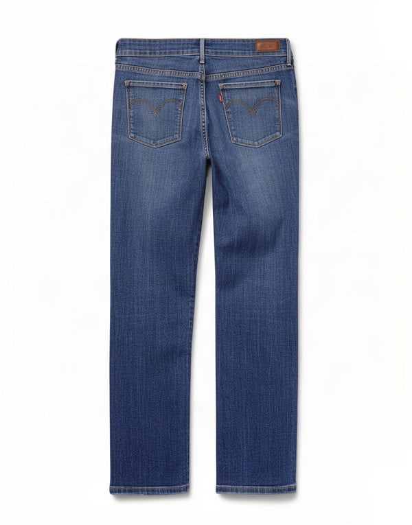 Calça jeans feminina Levi's com curva leve e cintura baixa reta W30 L30 algodão azul