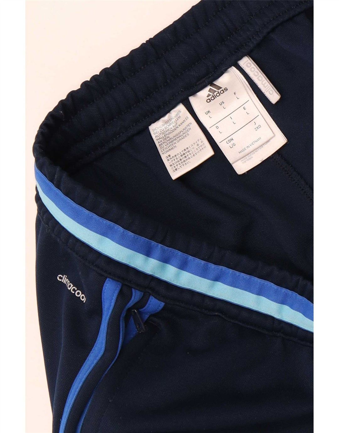 Calça de treino masculina Adidas Climacool grande poliéster azul marinho