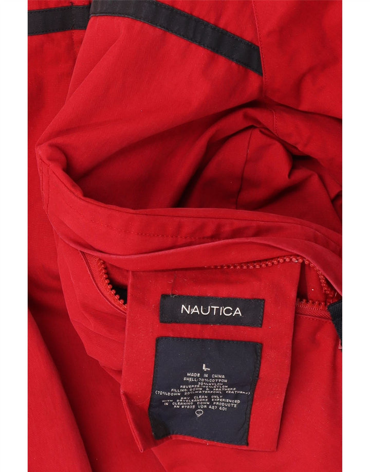 Jaqueta masculina acolchoada reversível NAUTICA UK 40 grande bloco colorido vermelho