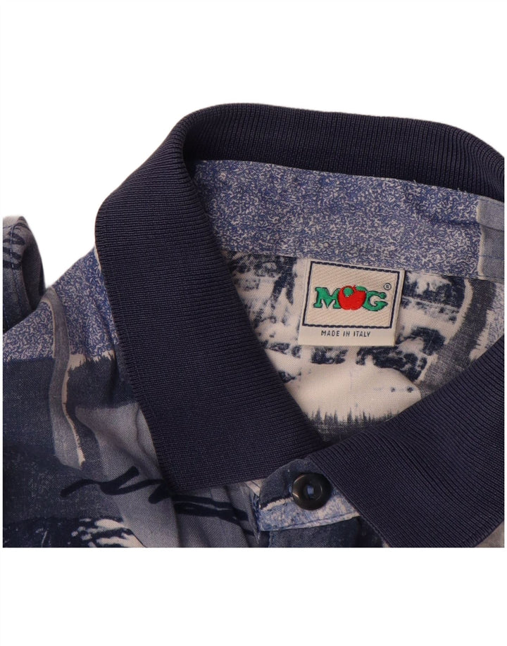 Pulôver masculino de manga curta MANGO Camisa grande patchwork azul