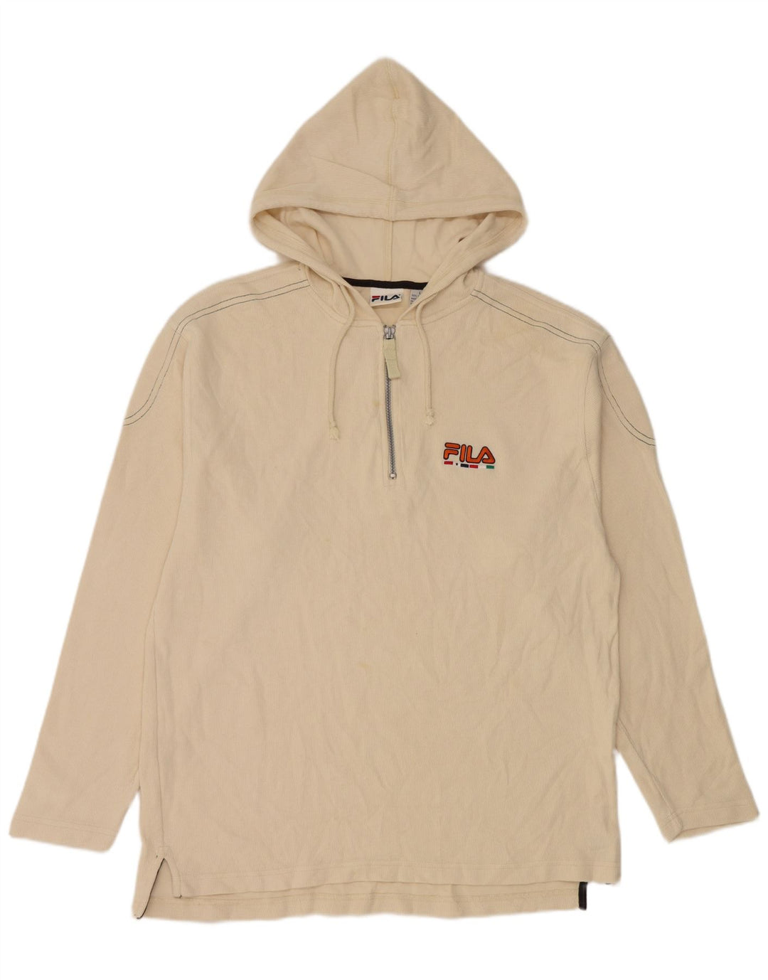 Fila Mens Hooded Top Manga Longa Grande Algodão Bege