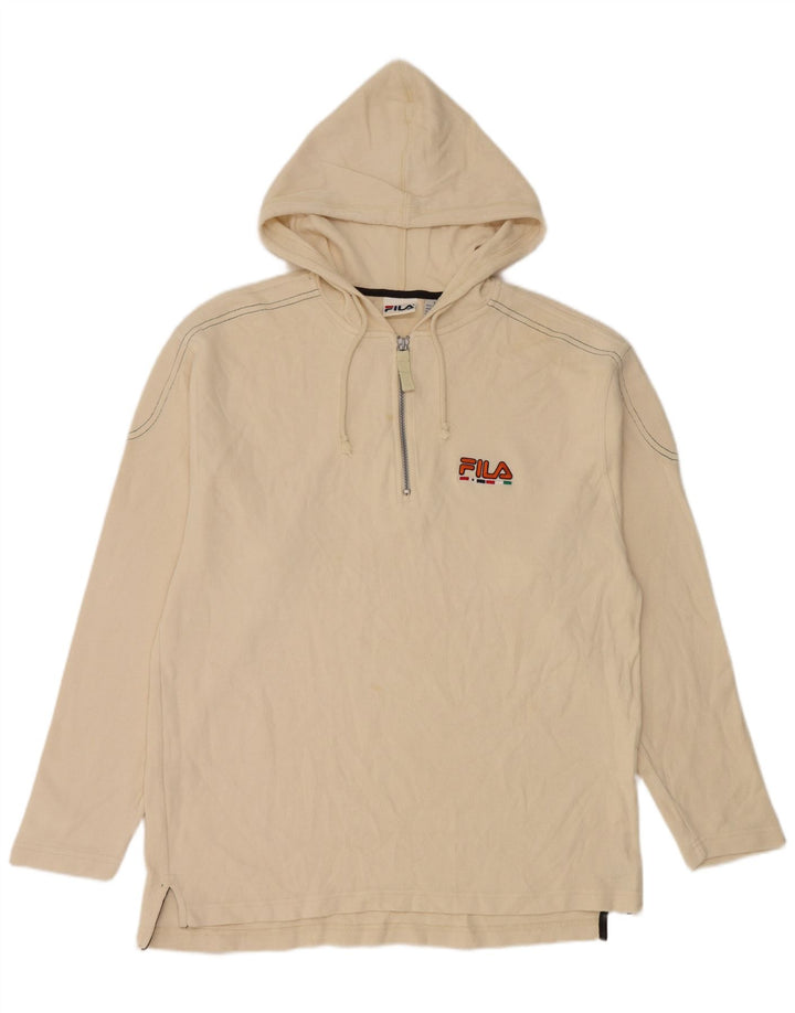 Fila Mens Hooded Top Manga Longa Grande Algodão Bege