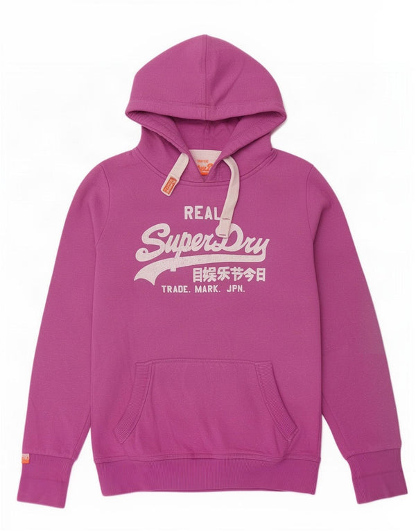 Superdry feminino gráfico moletom com capuz UK 10 pequeno algodão roxo