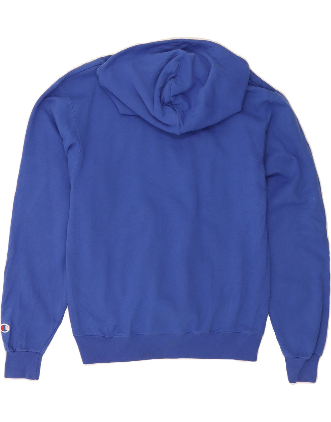 CHAMPION Mens Graphic Hoodie Jumper Small Blue Cotton Vintage Champion and Second-Hand Champion from Messina Hembry 
