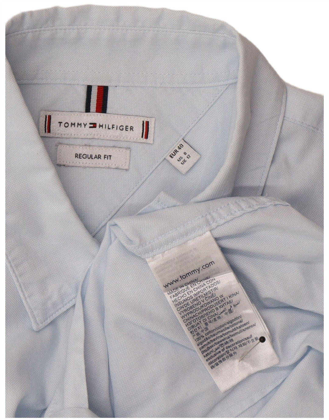 Camisa Tommy Hilfiger Regular Fit Feminina UK 12 Médio Azul Algodão Clássico