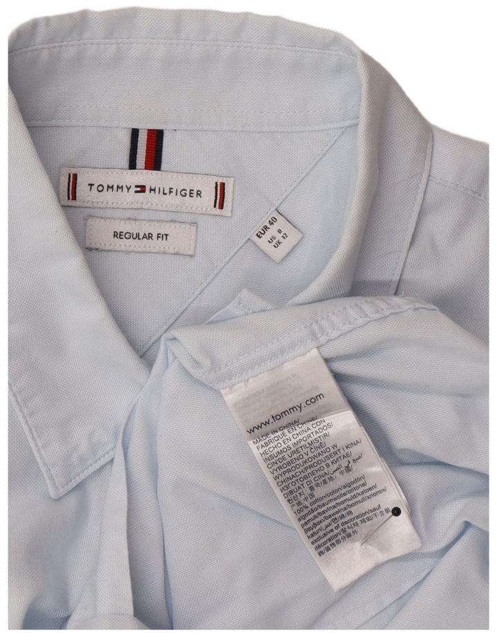 Camisa Tommy Hilfiger Regular Fit Feminina UK 12 Médio Azul Algodão Clássico