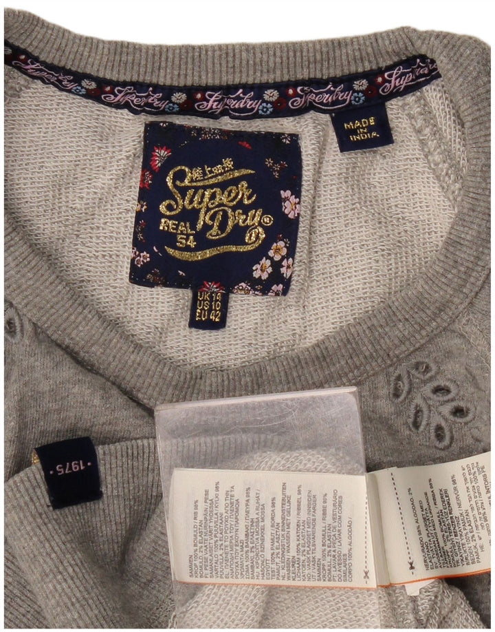 Suéter feminino Superdry UK 14 algodão cinza médio