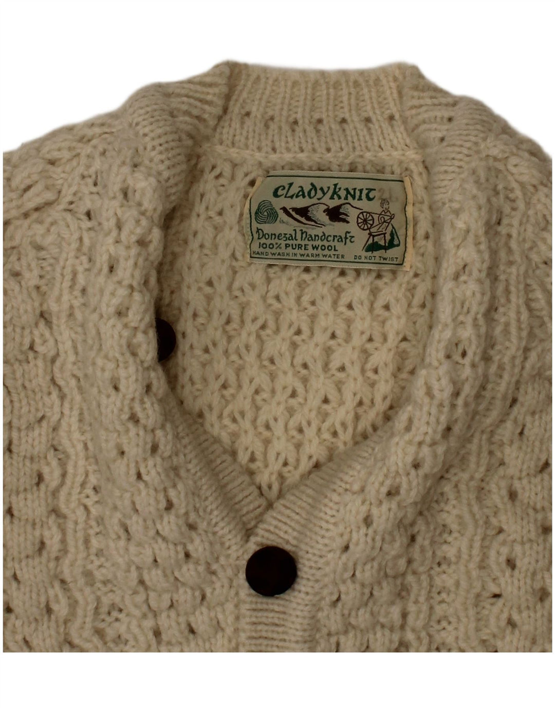 Suéter cardigã Cladyknit para meninos 3-4 anos lã bege