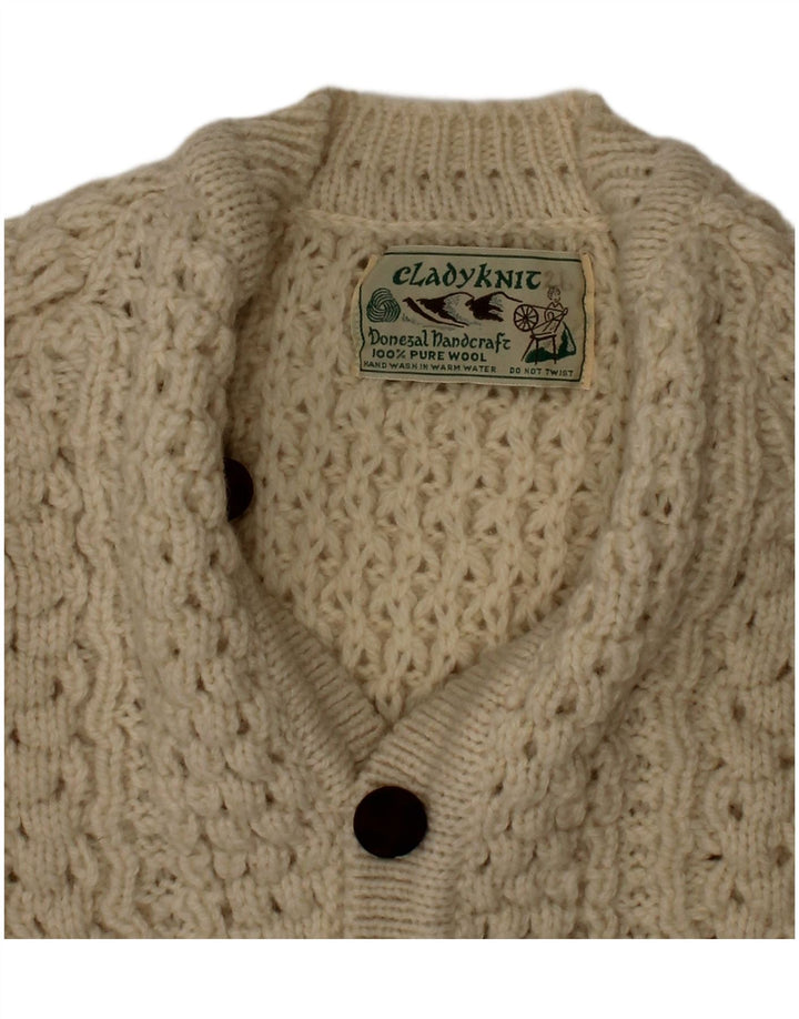 Suéter cardigã Cladyknit para meninos 3-4 anos lã bege