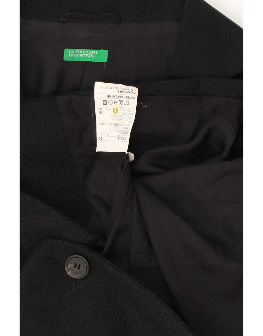 Jaqueta Blazer Feminina Benetton com 3 Botões IT 42 Poliéster Preto Médio
