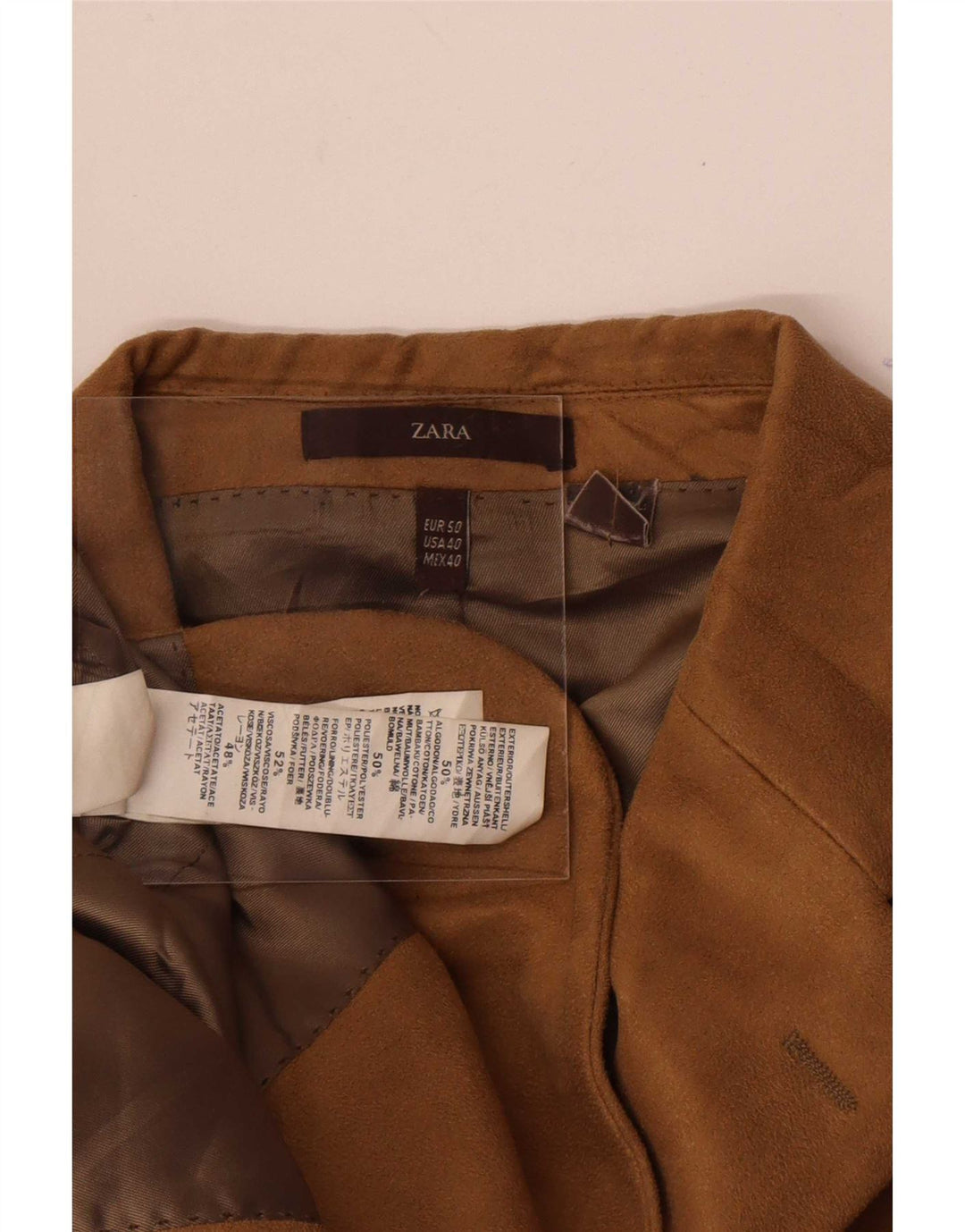Zara Jaqueta masculina de veludo cotelê com 3 botões EU 50 Medium Bege Colourblock