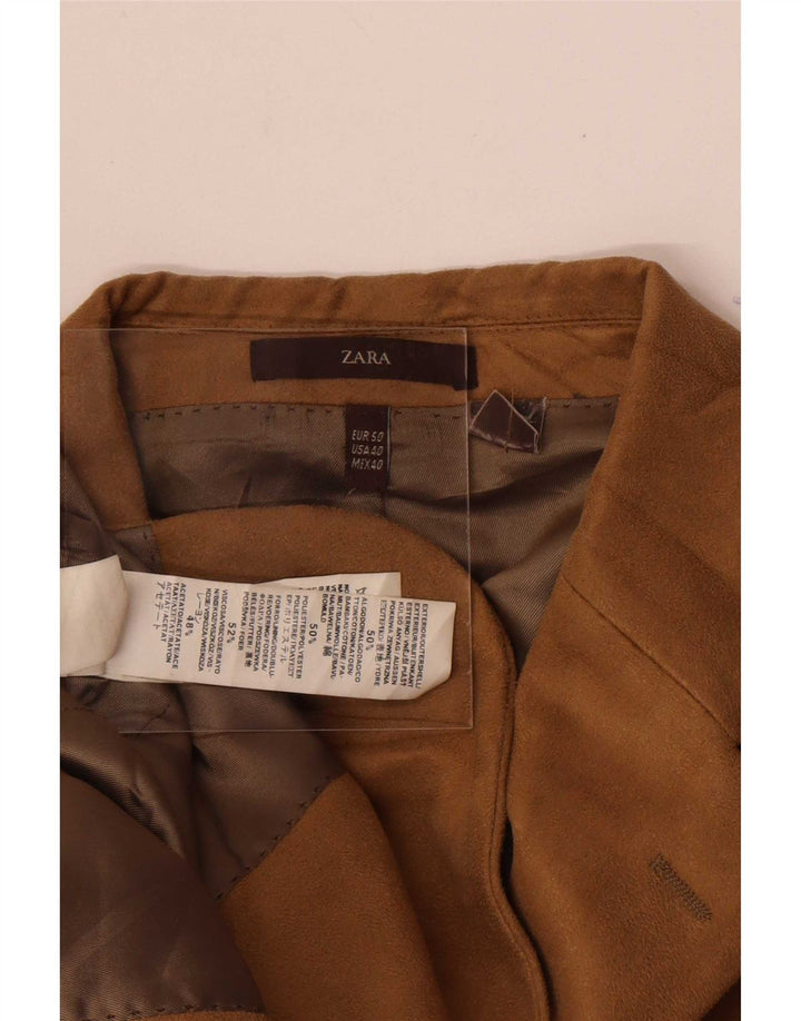 Zara Jaqueta masculina de veludo cotelê com 3 botões EU 50 Medium Bege Colourblock