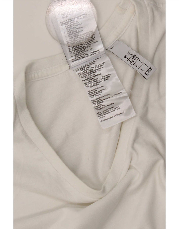 Adidas Mens Camiseta Top Grande Algodão Branco