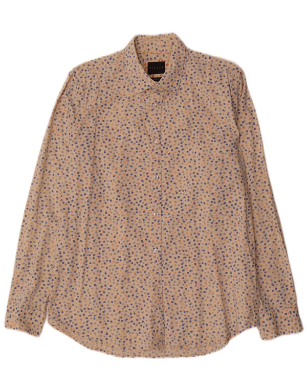 Camisa masculina Sisley Regular Fit médio bege manchado