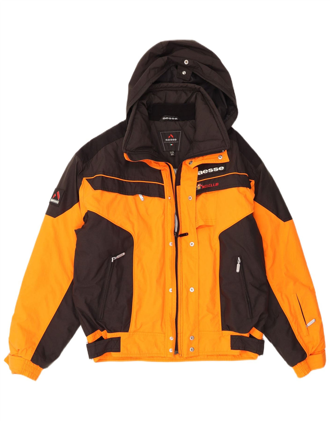 Jaqueta de esqui masculina com capuz Aesse IT 50 grande laranja Colourblock poliamida