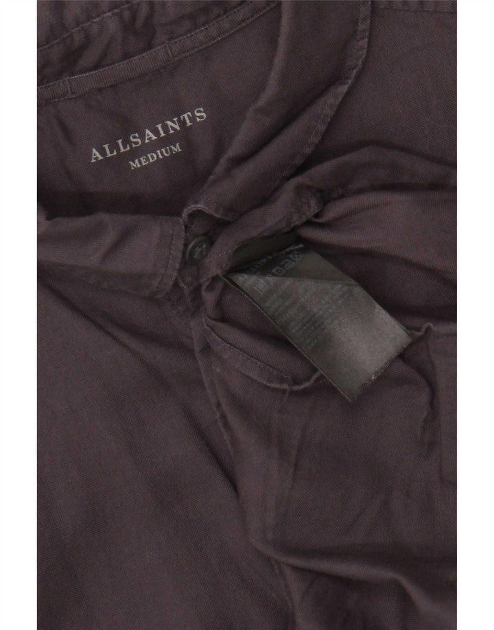 Camisa masculina All Saints de algodão preto médio